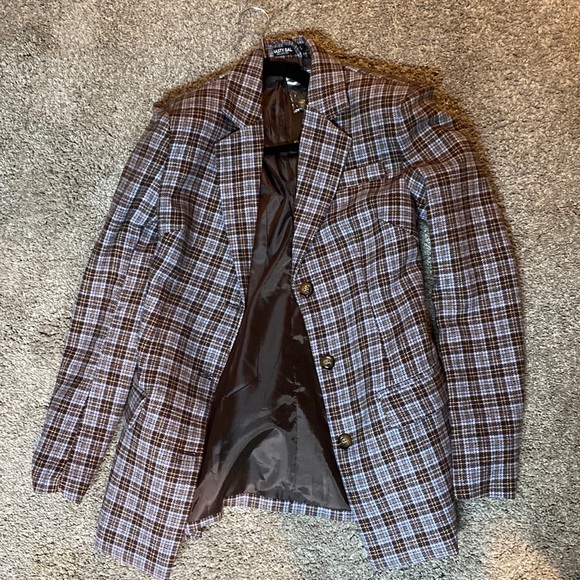 Blue and brown checkered blazer - Picture 2 of 4